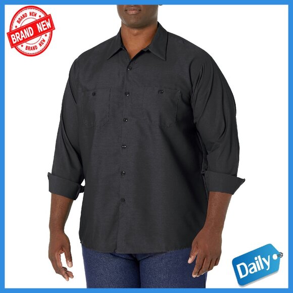 Men's Long Sleeve Work Shirt Polyester Cotton Blend True Fit